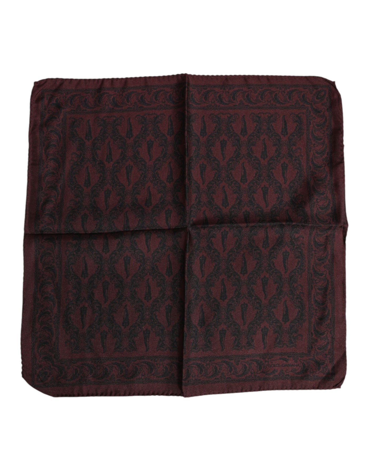 Dolce &amp; Gabbana Maroon Black Printed Square Men Foulard Sjaal
