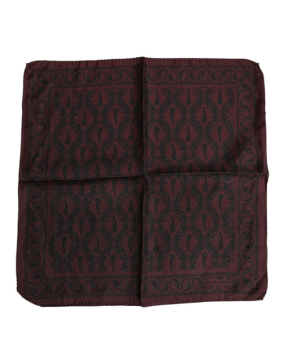 Dolce &amp; Gabbana Maroon Black Printed Square Men Foulard Sjaal