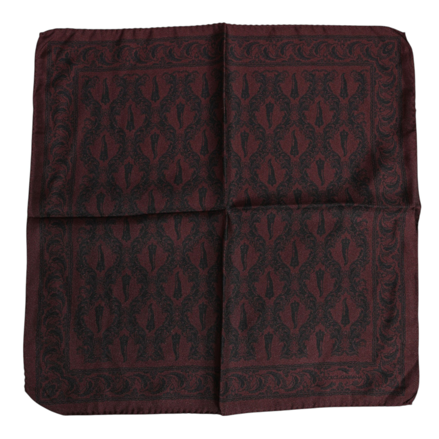 Dolce &amp; Gabbana Maroon Black Printed Square Men Foulard Sjaal