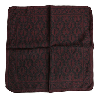 Dolce &amp; Gabbana Maroon Black Printed Square Men Foulard Sjaal