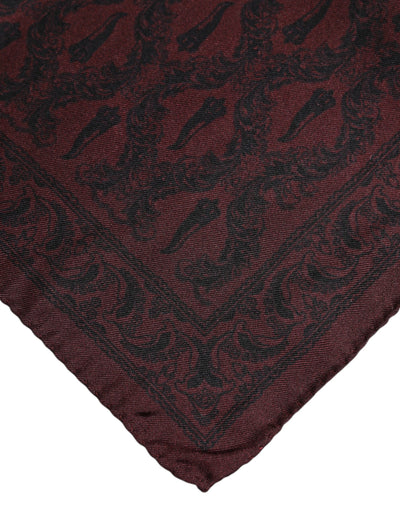 Dolce &amp; Gabbana Maroon Black Printed Square Men Foulard Sjaal