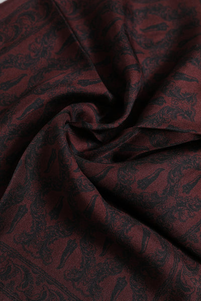 Dolce &amp; Gabbana Maroon Black Printed Square Men Foulard Sjaal