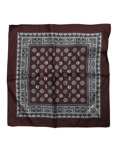 Dolce &amp; Gabbana Bordeaux Bandana Zijden Vierkante Zakdoek Sjaal