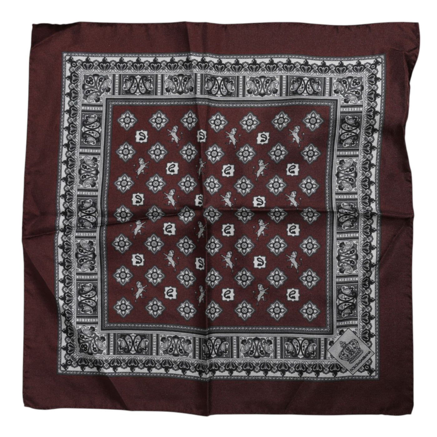 Dolce &amp; Gabbana Bordeaux Bandana Zijden Vierkante Zakdoek Sjaal