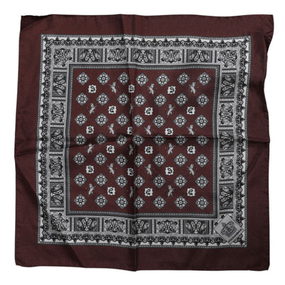 Dolce &amp; Gabbana Bordeaux Bandana Zijden Vierkante Zakdoek Sjaal