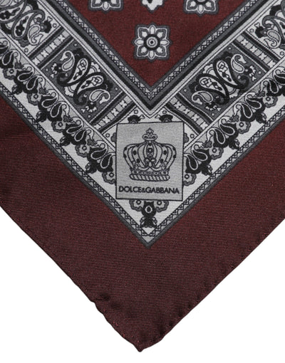 Dolce &amp; Gabbana Bordeaux Bandana Zijden Vierkante Zakdoek Sjaal