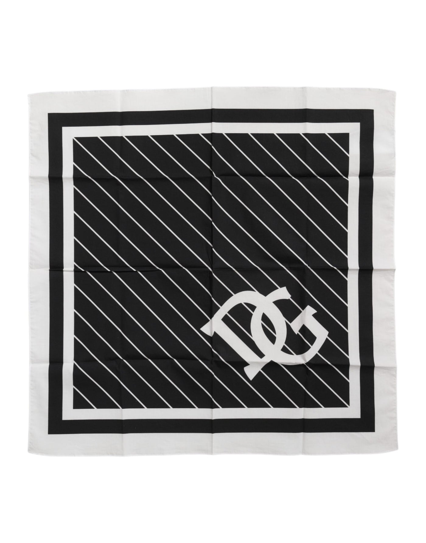 Dolce &amp; Gabbana Zwart Wit DG Logo Vierkante Heren Foulard Sjaal