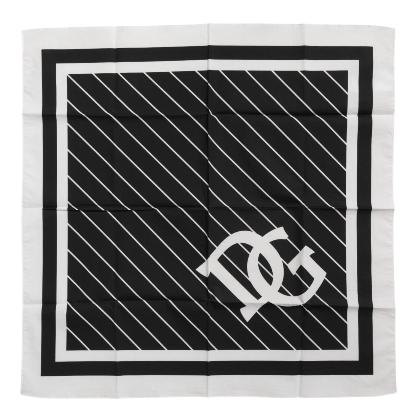 Dolce &amp; Gabbana Zwart Wit DG Logo Vierkante Heren Foulard Sjaal
