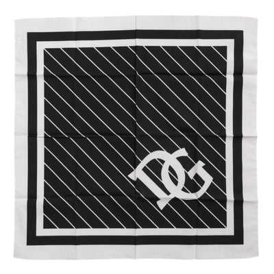 Dolce &amp; Gabbana Zwart Wit DG Logo Vierkante Heren Foulard Sjaal