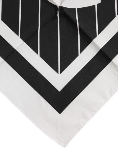 Dolce &amp; Gabbana Zwart Wit DG Logo Vierkante Heren Foulard Sjaal