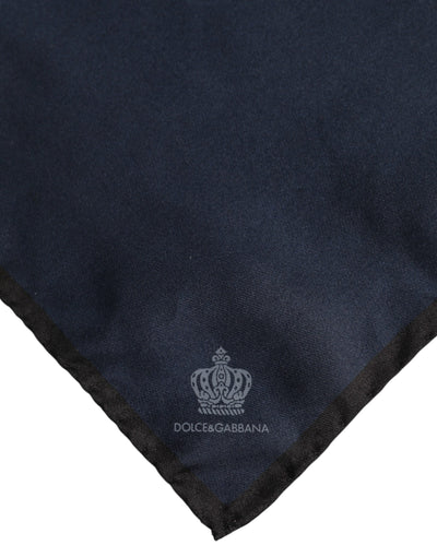 Dolce &amp; Gabbana Blauwe DG Crown Zijden Vierkante Heren Foulard Sjaal