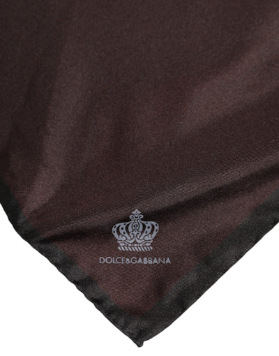 Dolce &amp; Gabbana Bruin DG Crown Zijden Vierkante Heren Foulard Sjaal