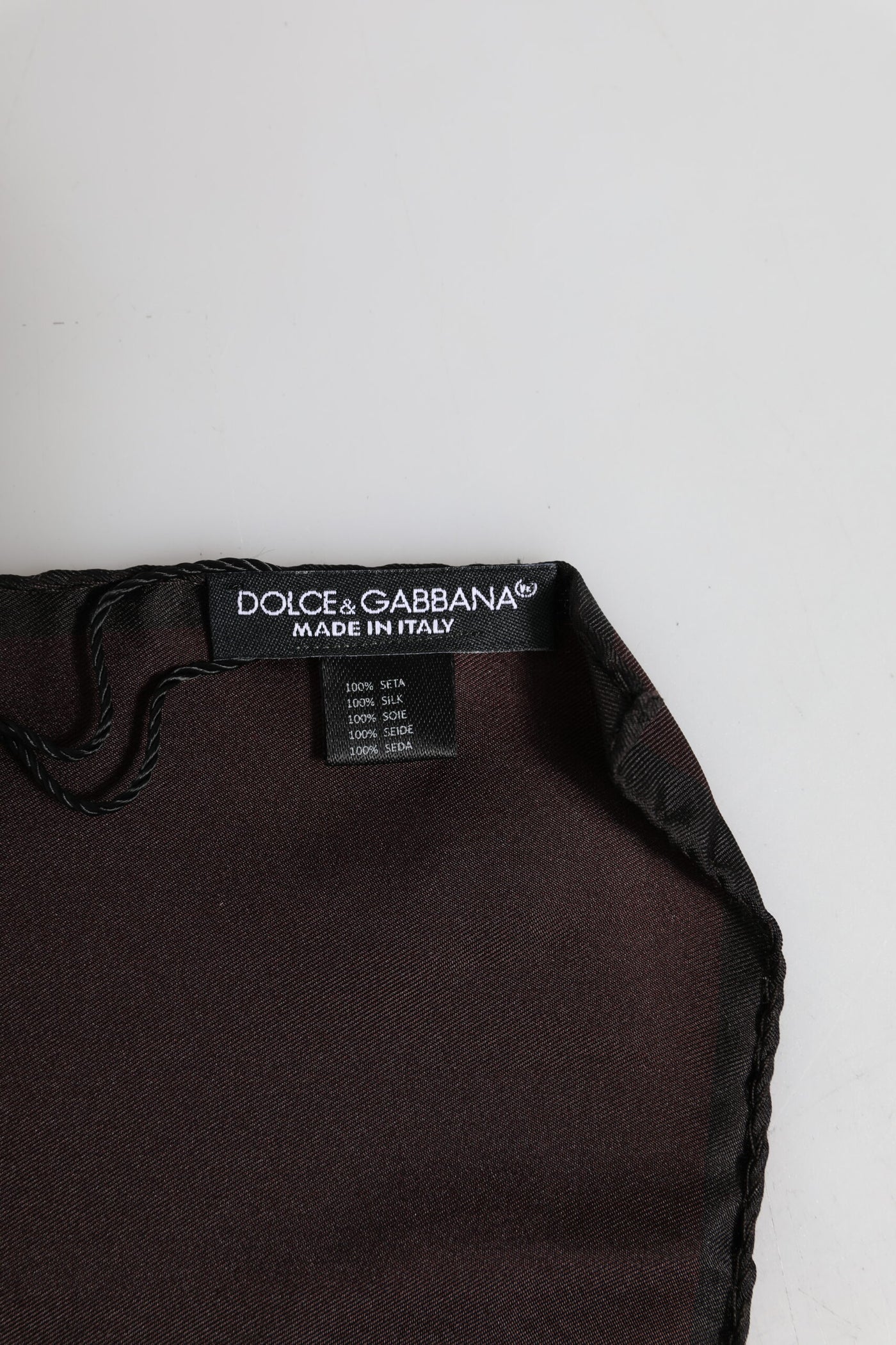 Dolce &amp; Gabbana Bruin DG Crown Zijden Vierkante Heren Foulard Sjaal