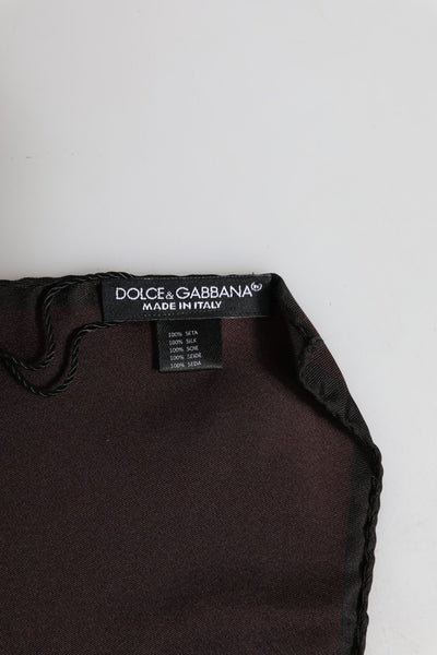 Dolce &amp; Gabbana Bruin DG Crown Zijden Vierkante Heren Foulard Sjaal