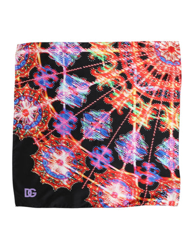 Dolce &amp; Gabbana Zwarte Multicolor Print Vierkante Foulard Sjaal