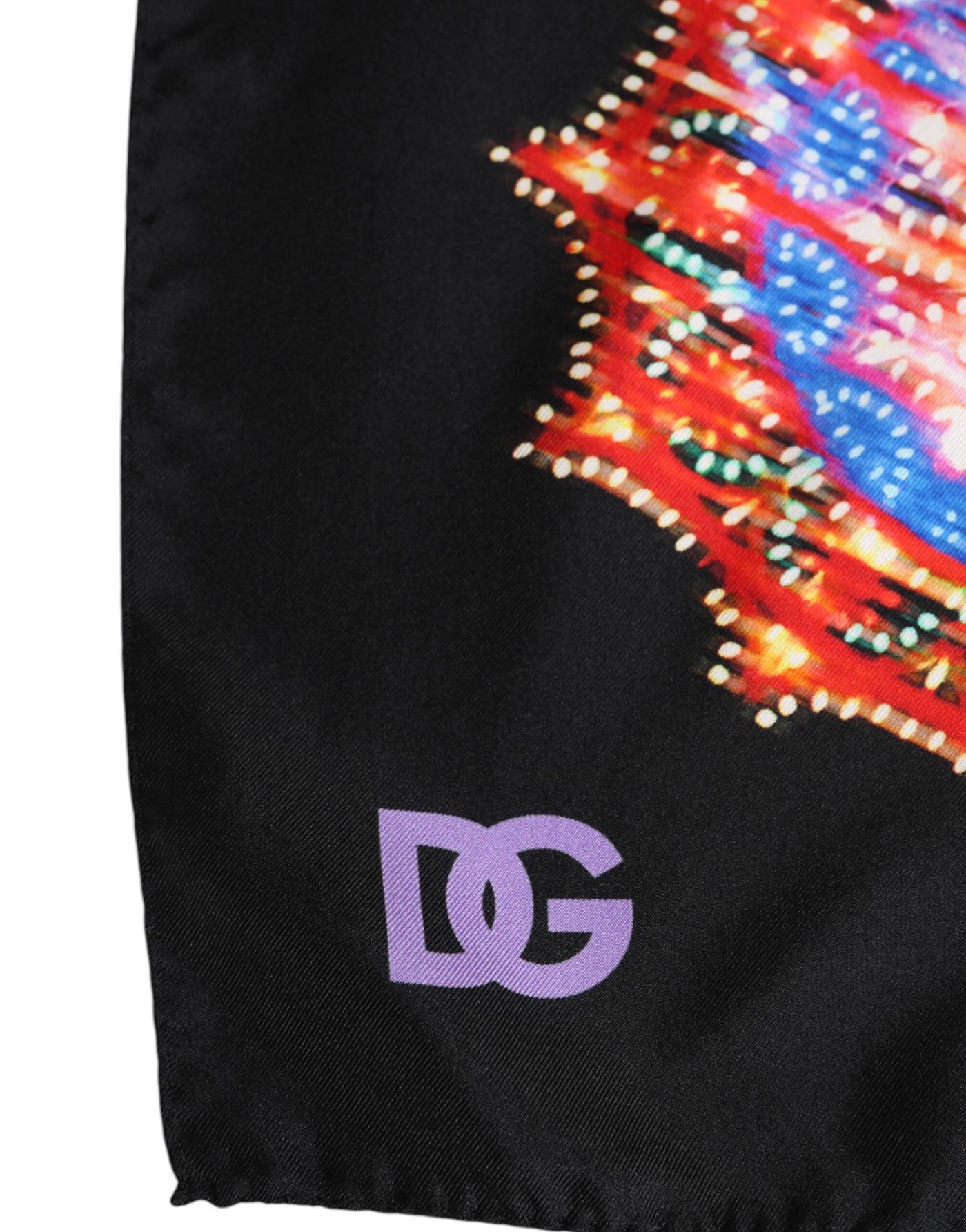 Dolce &amp; Gabbana Zwarte Multicolor Print Vierkante Foulard Sjaal