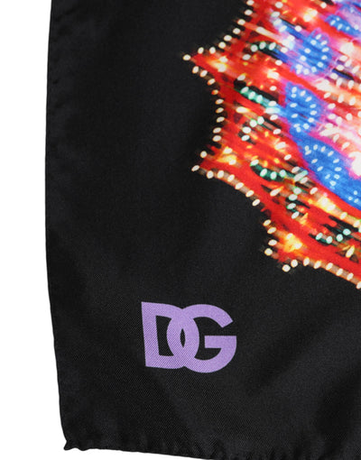Dolce &amp; Gabbana Zwarte Multicolor Print Vierkante Foulard Sjaal