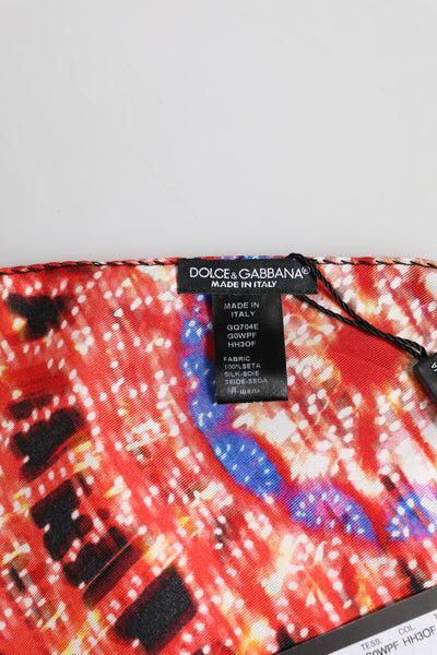 Dolce &amp; Gabbana Zwarte Multicolor Print Vierkante Foulard Sjaal