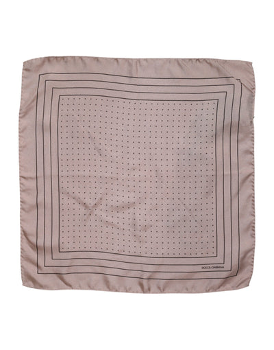Dolce &amp; Gabbana Beige Stippen Zijden Vierkante Heren Foulard Sjaal