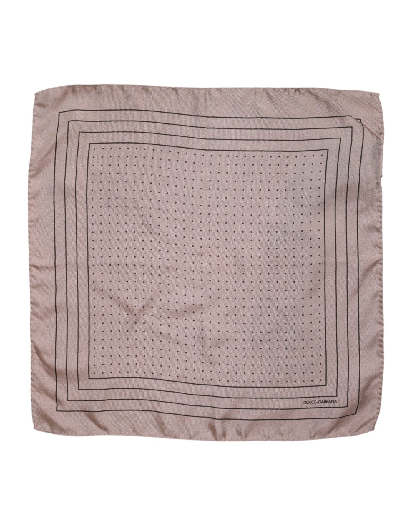 Dolce &amp; Gabbana Beige Stippen Zijden Vierkante Heren Foulard Sjaal