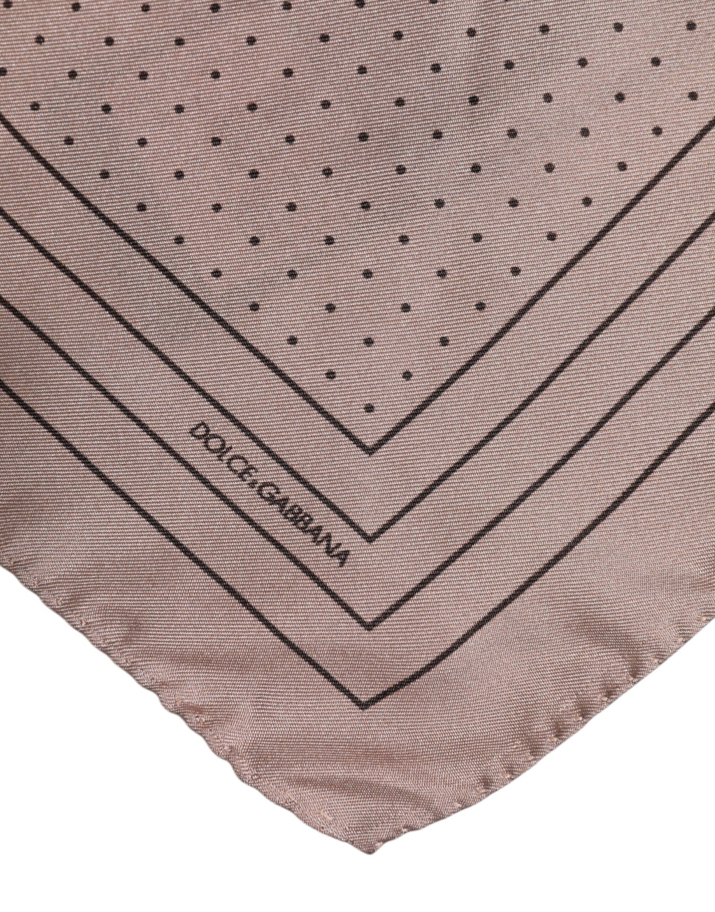 Dolce &amp; Gabbana Beige Stippen Zijden Vierkante Heren Foulard Sjaal