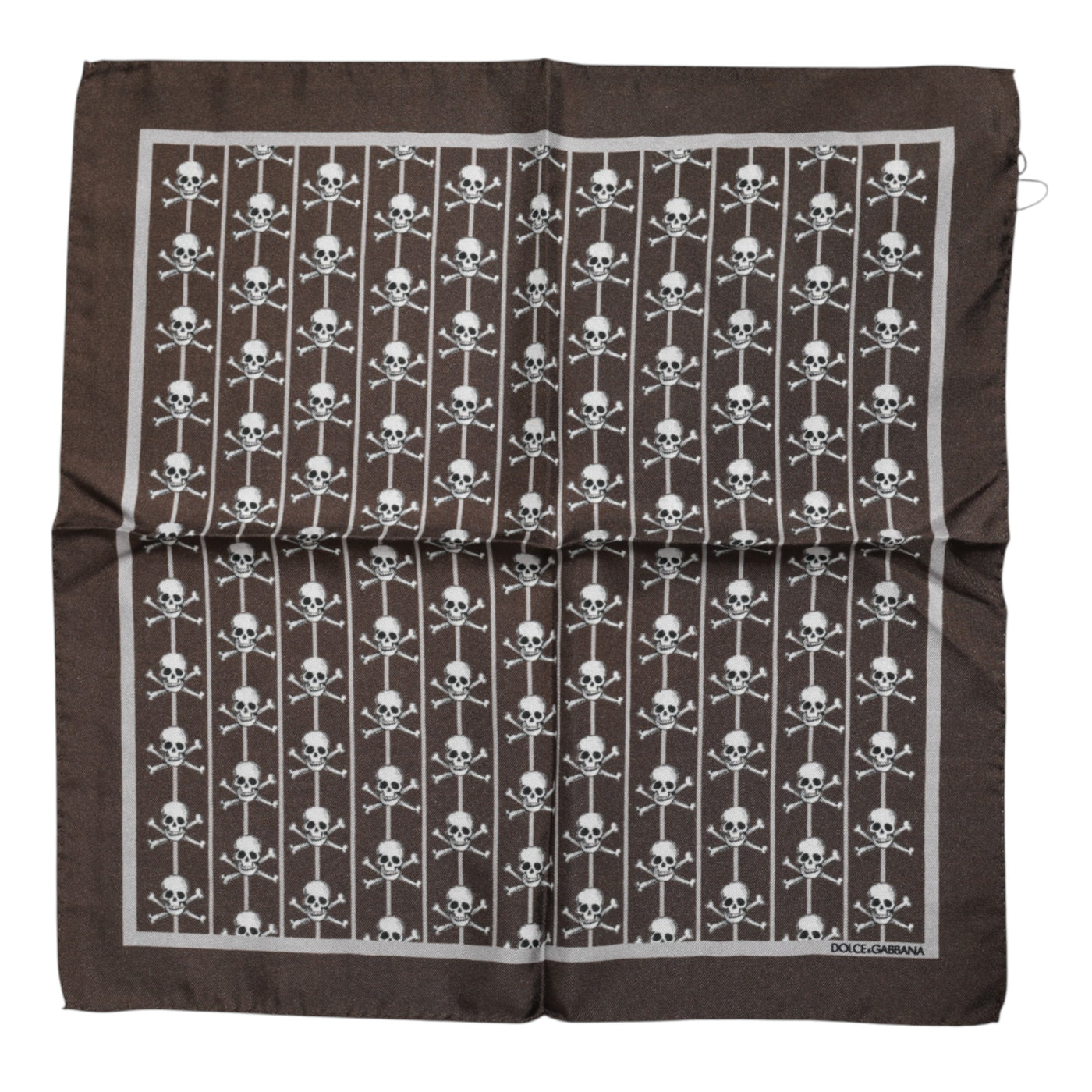 Dolce &amp; Gabbana Bruine Schedel Zijden Vierkante Heren Foulard Sjaal