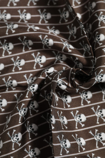 Dolce &amp; Gabbana Bruine Schedel Zijden Vierkante Heren Foulard Sjaal