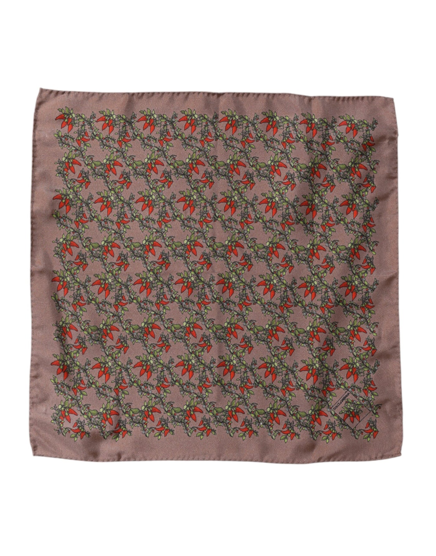 Dolce &amp; Gabbana Bruine Chilis Zijden Vierkante Heren Foulard Sjaal