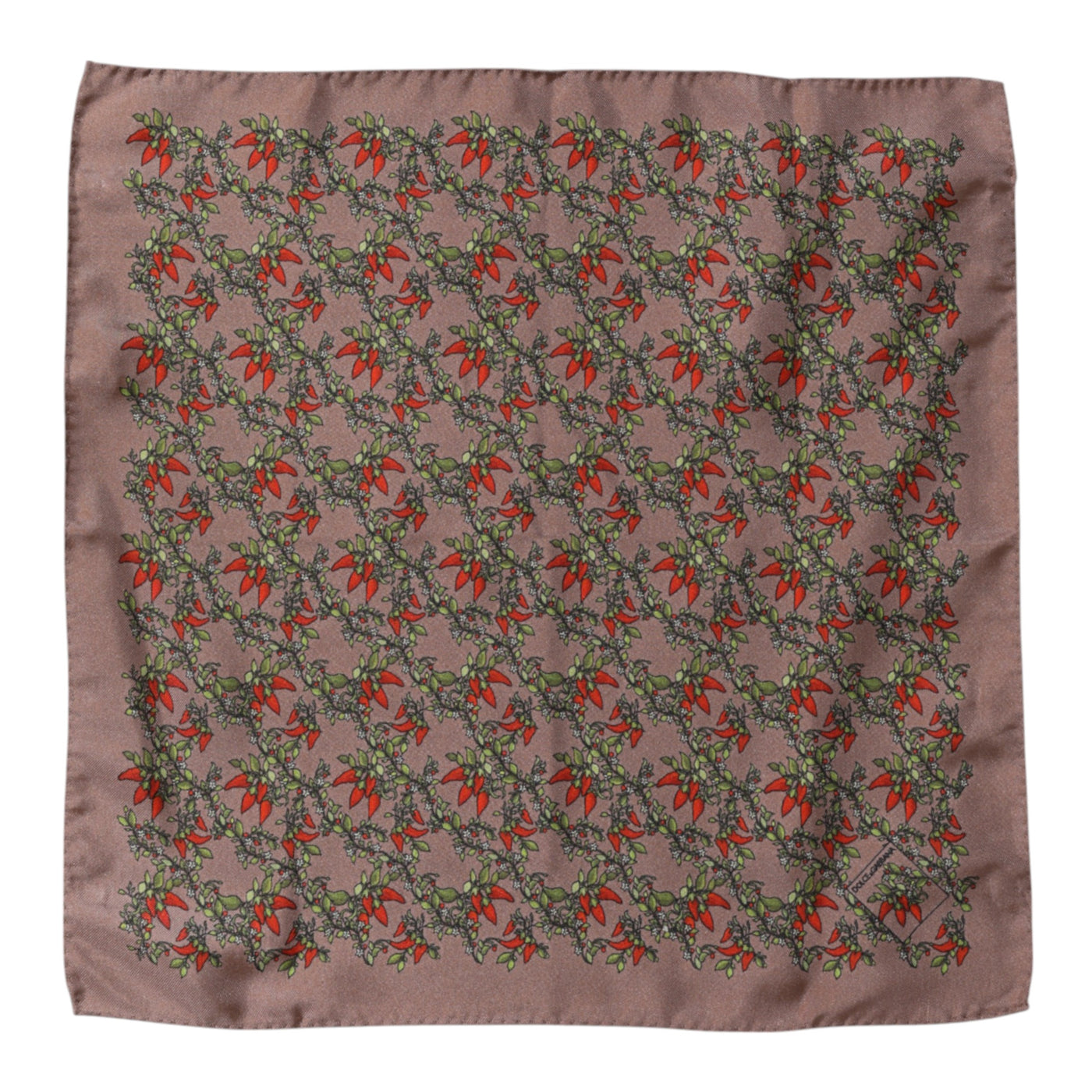 Dolce &amp; Gabbana Bruine Chilis Zijden Vierkante Heren Foulard Sjaal