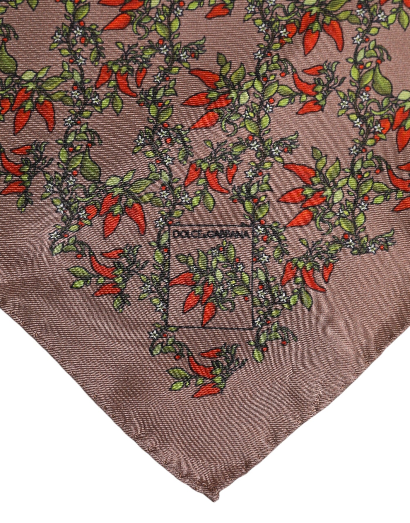 Dolce &amp; Gabbana Bruine Chilis Zijden Vierkante Heren Foulard Sjaal