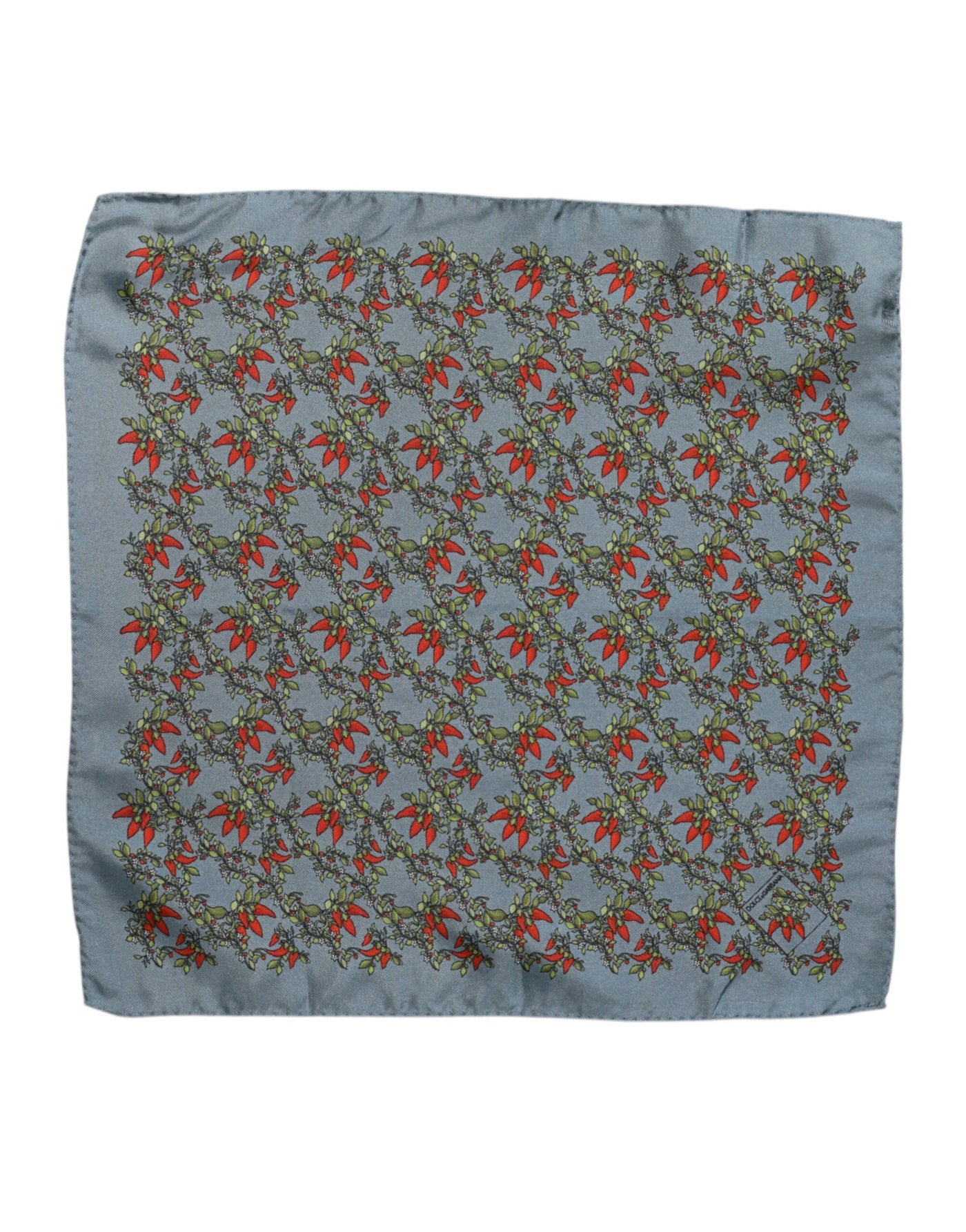 Dolce &amp; Gabbana Grijze Chilis Zijden Vierkante Heren Foulard Sjaal