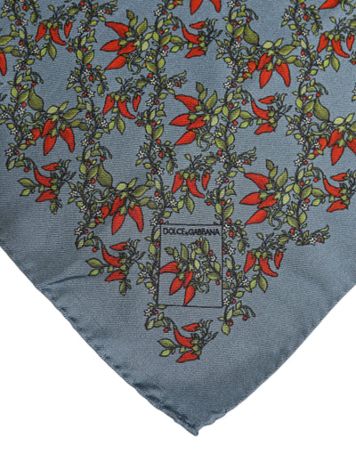 Dolce &amp; Gabbana Grijze Chilis Zijden Vierkante Heren Foulard Sjaal