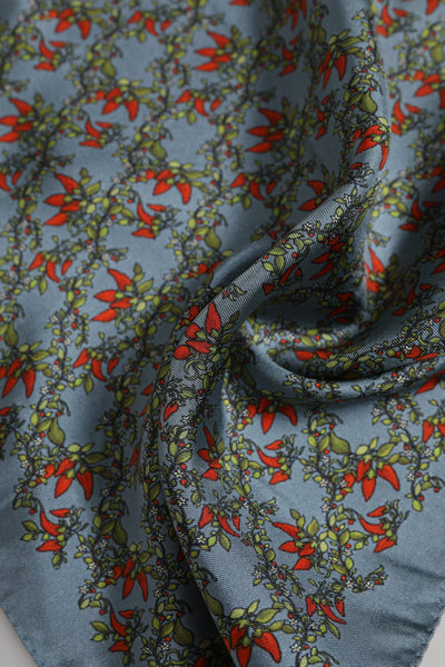 Dolce &amp; Gabbana Grijze Chilis Zijden Vierkante Heren Foulard Sjaal