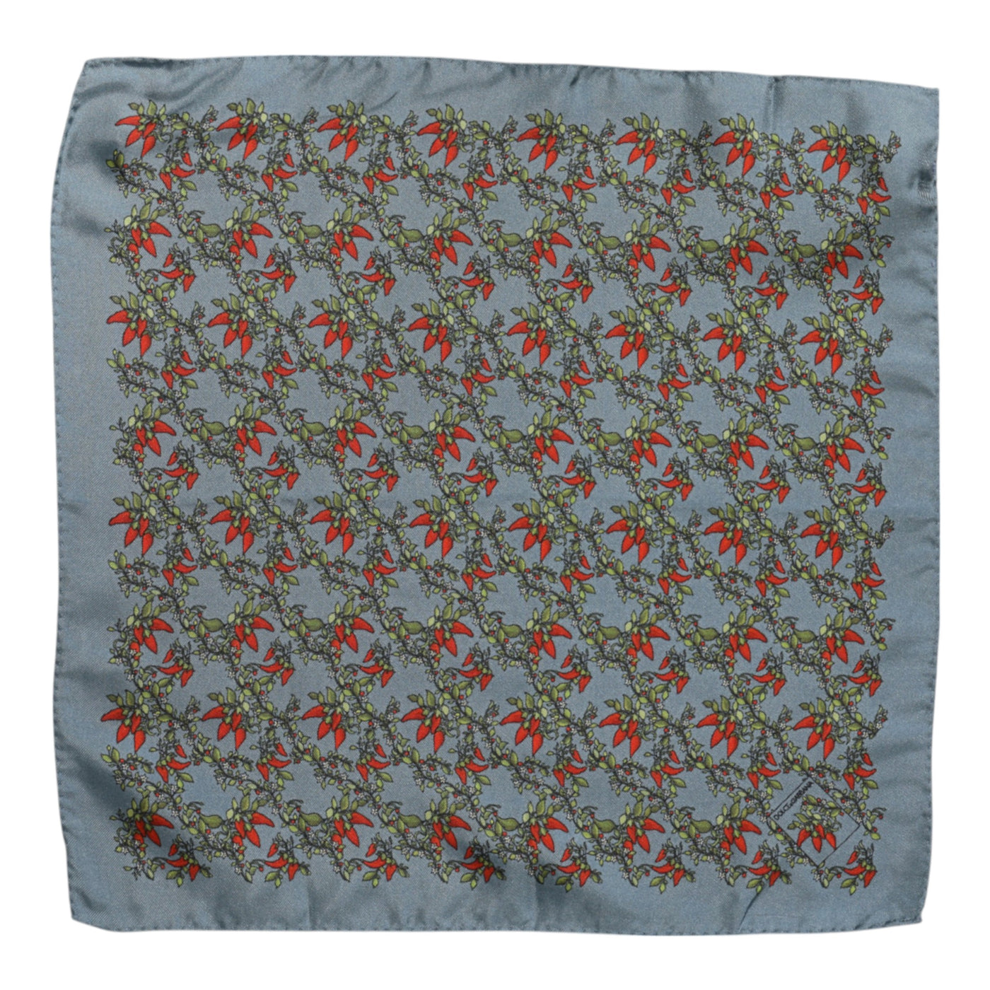 Dolce &amp; Gabbana Grijze Chilis Zijden Vierkante Heren Foulard Sjaal