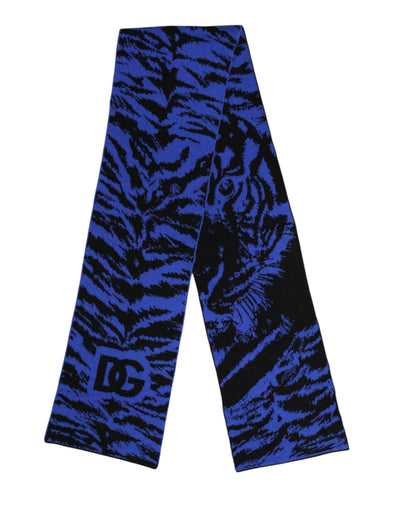 Dolce &amp; Gabbana Blauw Zwart Logo Nekwarmer Wikkel Sjaal