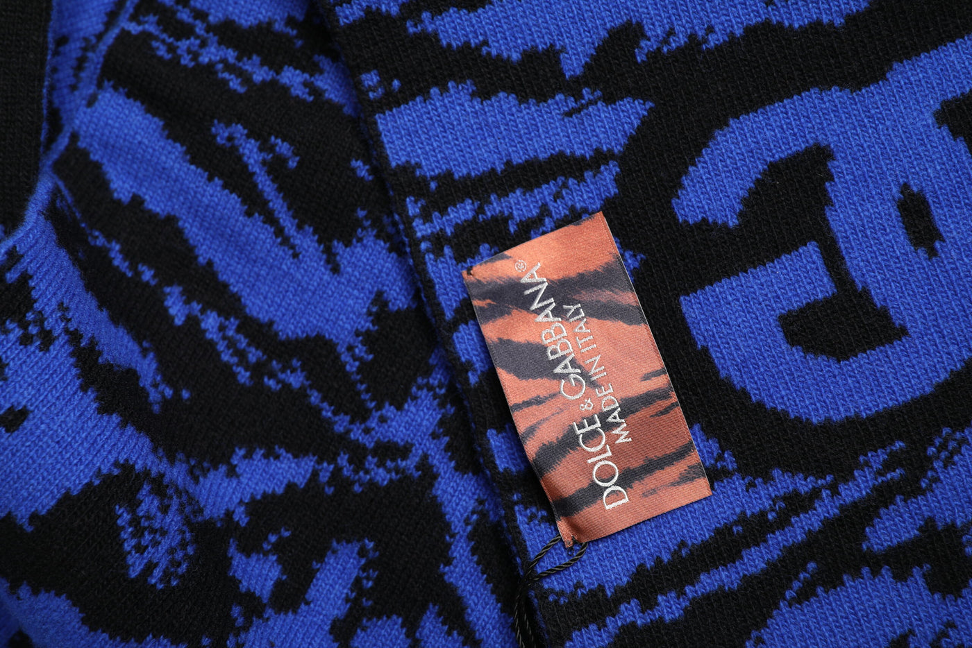 Dolce &amp; Gabbana Blauw Zwart Logo Nekwarmer Wikkel Sjaal