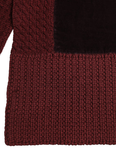 Dolce &amp; Gabbana Maroon Black Neck Warmer Wrap Shawl Sjaal