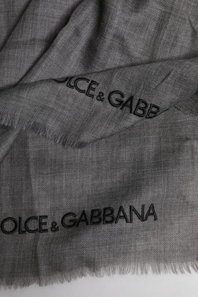Dolce &amp; Gabbana Grijze Logo Print Nekwarmer Wikkel Sjaal