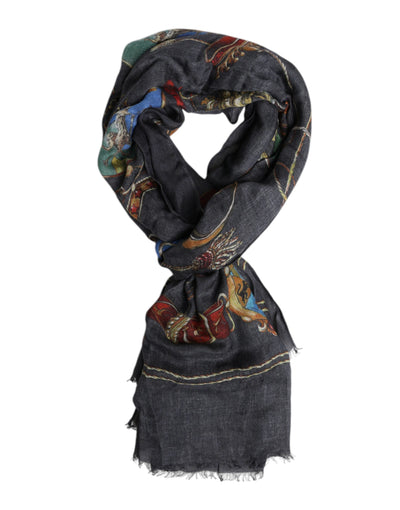 Dolce &amp; Gabbana Grijze Grafische Print Warmer Wrap Sjaal