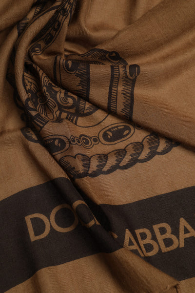 Dolce &amp; Gabbana Bruin DG Crown Nekwarmer Heren Foulard Sjaal
