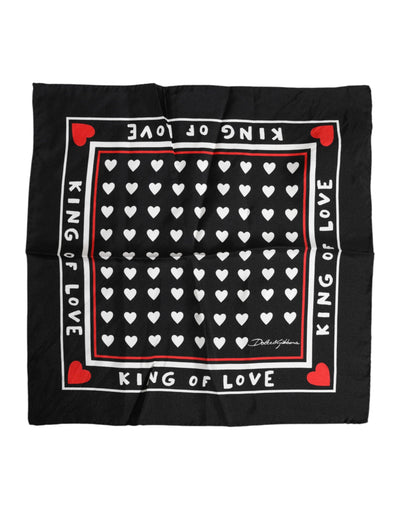 Dolce &amp; Gabbana Zwarte Zijden Vierkante Sjaal met Print voor Heren