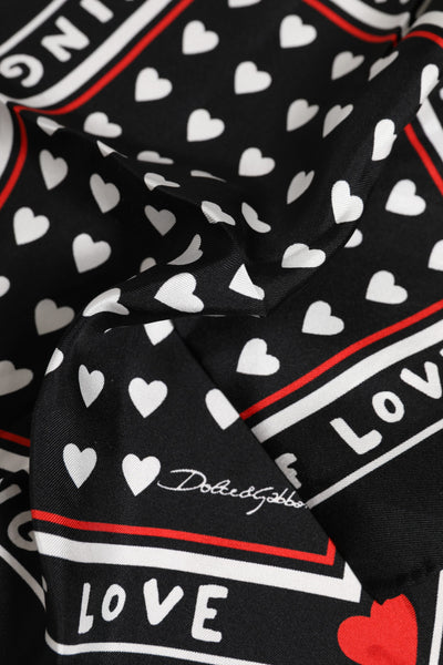 Dolce &amp; Gabbana Zwarte Zijden Vierkante Sjaal met Print voor Heren
