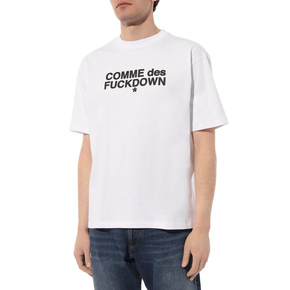 Comme Des Fuckdown Wit Katoenen T-shirt