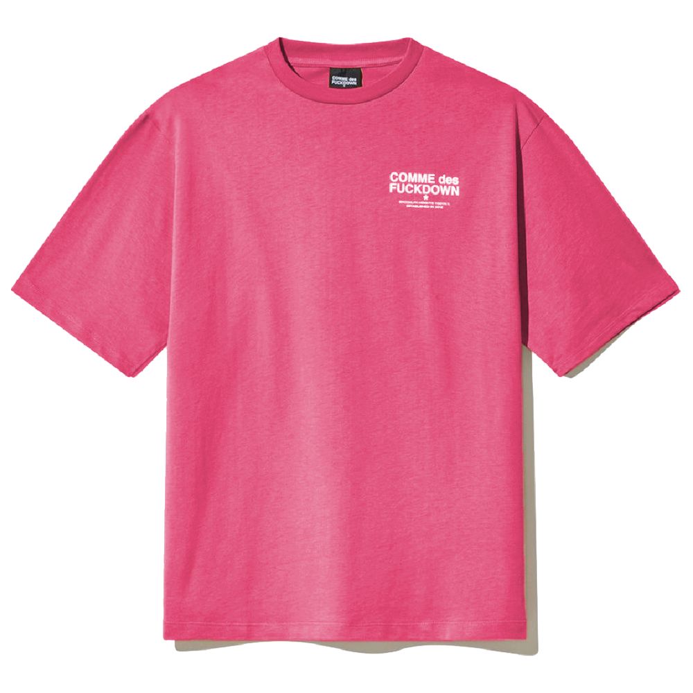Comme Des Fuckdown Fuchsia Katoenen T-shirt