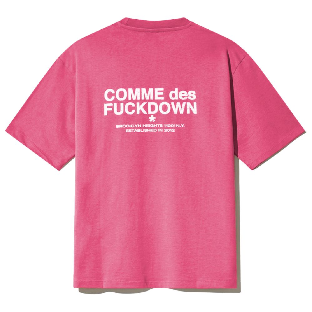 Comme Des Fuckdown Fuchsia Katoenen T-shirt