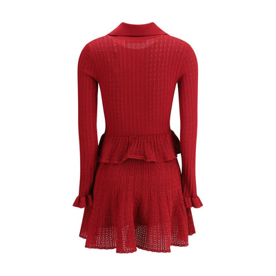 Self-Portrait Pointelle knit short Dress