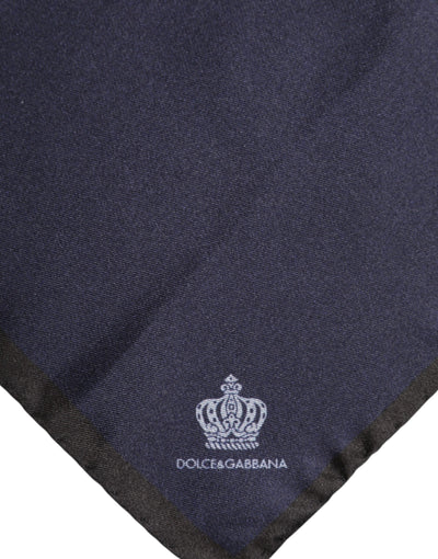 Dolce &amp; Gabbana Blauwe DG Crown Zijden Vierkante Heren Foulard Sjaal
