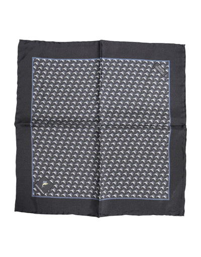 Dolce &amp; Gabbana Zwarte Visprint Zijden Vierkante Heren Foulard Sjaal