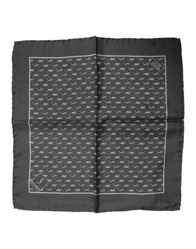 Dolce &amp; Gabbana Zwarte Visprint Zijden Vierkante Heren Foulard Sjaal