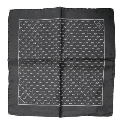 Dolce &amp; Gabbana Zwarte Visprint Zijden Vierkante Heren Foulard Sjaal
